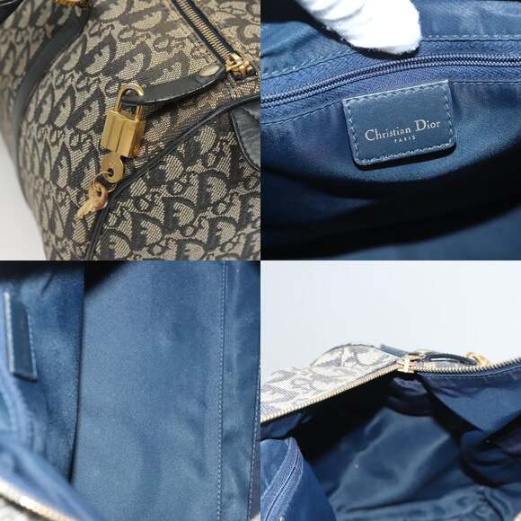 DIOR Trotter Canvas Boston Bag Navy Gold - Picture 11 of 12